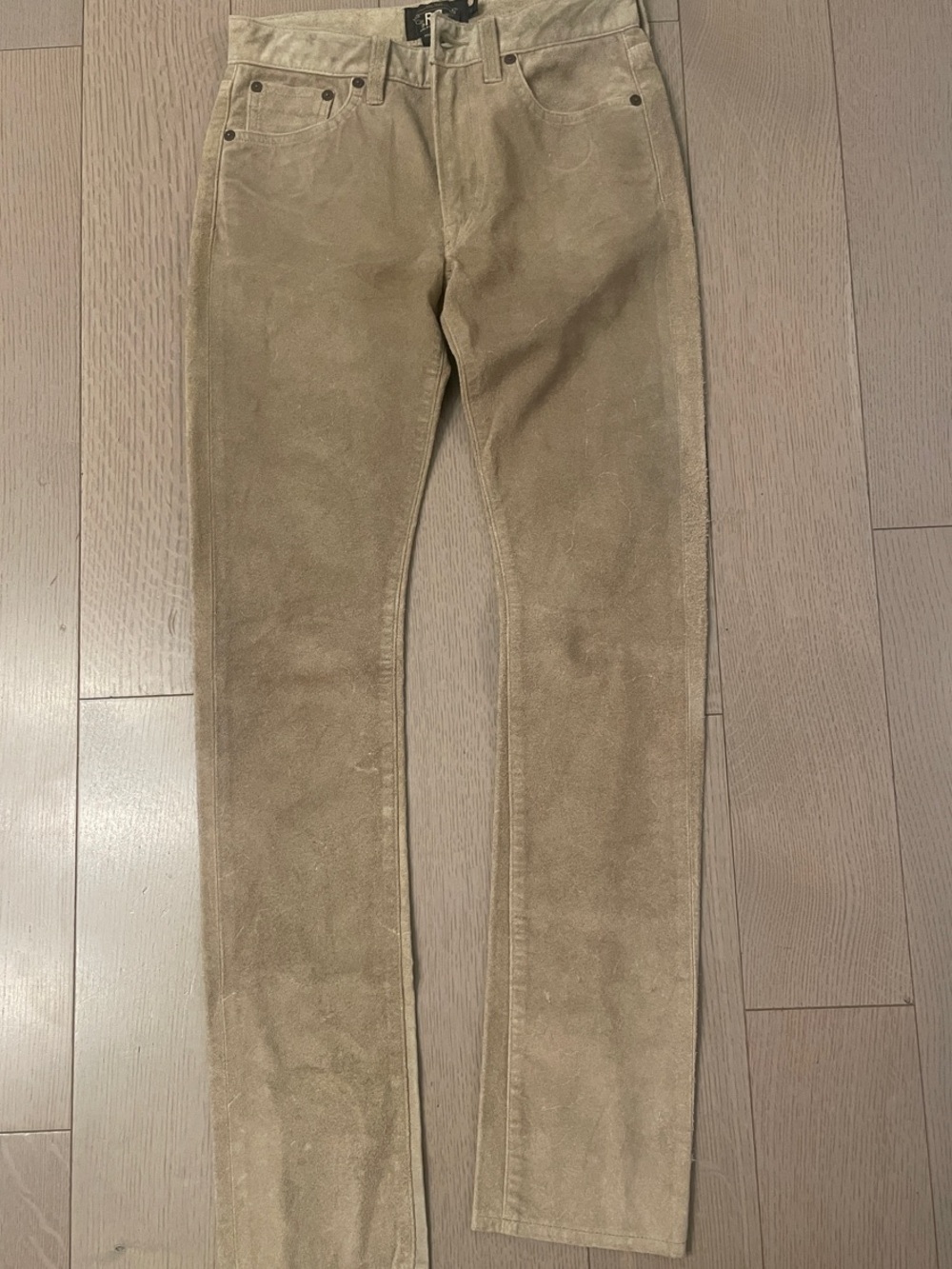 Ralph Lauren Double RL Women's Straight-Leg suede Pants in Tan